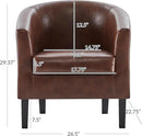 BELLEZE Accent Barrel Chair, Club Tub Sofa Corner Chair with Flared Legs and Cozy Soft Padding for Living Room Bedroom Waiting Room - Caramel by CozyNest Decor