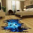 3D Space Floor Sticker,Blue Galaxy Wall Decal-Removable Mural for Kids Bedroom Living Room Milky Way Decorations by CozyNest Decor