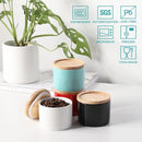 Sweejar Kitchen Canisters Ceramic Food Storage Jar, Stackable Containers with Airtight Seal Wooden Lid for Serving Ground Coffee, Tea, Sugar, Spice and More - 5 Fl Oz(Black) by CozyNest Decor