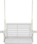 Amish Casual 3 Foot Roll Back Porch Swing with Cup Holders in Semi-Solid White Stain - Amish Made in The USA from Treated Pine Heavy Duty 700 Lb. Weight Capacity by GreenHaven Gardens
