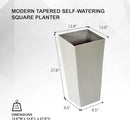 XBrand Modern 28-Inch Square Planter, Modern Tapered Planter Perfect for Indoor & Outdoor, Patio Décor, Set of 2 by CozyNest Decor