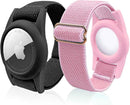 Airtag Bracelet for Kids, AirTag Holder with Adjustable Stretchy Nylon Watch Band, Anti-Lost Apple Air Tag Case Loop for Child, Toddler, Adults, Wallet, AirTag Wristband Kids (Black Pink) by TinyTreasures Baby Boutique