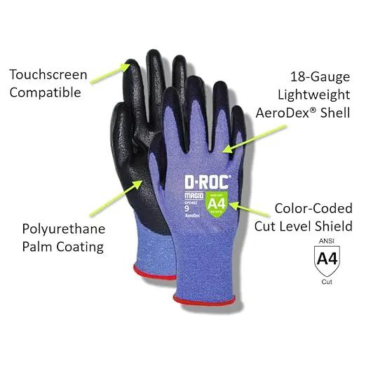 MAGID D-ROC ANSI A4 AeroDex Polyurethane Palm Coated Work Gloves, 12 Pairs, Size 11/2XL, GPD482, photo 4 of 9