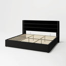 Allewie King Size Velvet Lift Up Storage Bed, Modern Wingback Headboard, Hydraulic Support, No Box Spring Needed, Black by CozyNest Decor