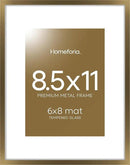 Homeforia 8.5x11 Picture Frame Bronze, High End Metal Brass Frame 8.5 x 11 with Mat 6 by 8 Photo, 11x8.5 Frames Matted to 6x8 Print, 8.5by11 Wall or Tabletop Frames, Tempered Glass, Wall Kit, Set of 1 by CozyNest Decor