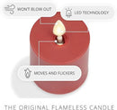 Luminara Outdoor Votive Flameless LED Candle, Cherry Red 2" x 3.2", Moving Flame Battery Operated Timer Remote Ready IPX4 Matte Plastic Finish by GreenHaven Gardens