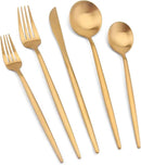 Matte Gold Silverware Set, Vanys 20 Piece Stainless Steel Cutlery Flatware Set, Kitchen Utensil Sets for 4, Tableware With Knife Spoons And Forks Set, Satin Finished Polished by CozyNest Decor