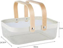 Metal Mesh Steel Basket, Storage Organizer Basket Garden Harvest Basket Multi-functional Kitchen Fruit Baskets Bin with Wooden Handle for Bathroom Picnic Shopping Decor Cabinet Home, White by GreenHaven Gardens