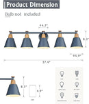 FEMILA 5 Light Bathroom Vanity Light, 37.4" Bathroom Lighting Fixtures Over Mirror, Blue Finish, E26 Base, 4FG59B-5W Blue by CozyNest Decor
