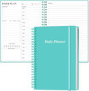 Daily Planner Undated - A5 To Do List Notebook Hourly Schedules, Spiral Appointment Planner for Women and Men, PVC Hardcover, Inner Pocket, Elastic Closure, 5.8" x 8.3", Teal by TinyTreasures Baby Boutique