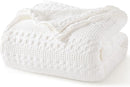 PHF 100% Cotton Waffle Weave Blanket King Size, Soft Lightweight Breathable Cozy Summer Blankets for Bed, Luxury Aesthetic Woven Bedding for Home Decor, 108"x90", White by CozyNest Decor