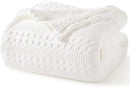 PHF 100% Cotton Waffle Weave Blanket Queen Size, Soft Lightweight Breathable Cozy Summer Blankets for Bed, Luxury Aesthetic Woven Bedding for Home Decor, 90"x90", White by CozyNest Decor