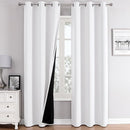 ChrisDowa White 100% Blackout Curtains for Bedroom with Black Liner, 2 Thick Layers Total Blackout Thermal Insulated Grommet Window Curtains 2 Panels Set (Pure White, 42 x 84 Inch) by TinyTreasures Baby Boutique