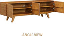 NTC Sapa Mid-Century Modern Solid Wood TV Stand 4-Door Media Console with Carved Geometric Fronts for TVs up to 75", Effortless Assembly, Teak Look by CozyNest Decor