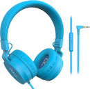Puro Sound Labs PuroBasic Wired Headphones for Kids - Volume-Limiting & Adjustable with Microphone – Compatible with Smartphones, Tablets, PCs, and More – Safe, Durable Headphones for Kids – Blue by TinyTreasures Baby Boutique
