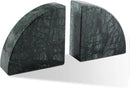 Marble Bookend for Shelves, Non-Skid Bookends for Heavy Books, Heavy Duty Book Stopper for CDs, Luxury Book Shelf Holder, Quarter Circle Design Book Ends Decorative, Indian Green, Set of 2 by CozyNest Decor