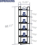 NUMENN Narrow Bookshelf, 6 Tier Bookshelves, Home Office Bookcase Shelf Storage Organizer, Free Standing Storage Shelving Unit for Bedroom, Living Room and Home Office, Black by CozyNest Decor