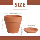 INGOFIN 12 Inch Terracotta Pot with Saucer - Ceramic Clay Pot for Plants with Drainage Hole, Large Terra Cotta Flower Planter with Tray for Indoor Outdoor Plants by CozyNest Decor