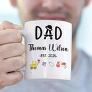 Dad EST 2026 Coffee Mug Gift For First Time Dad or Soon To Be Father, Customized Best Daddy Ever Accent Cup Gift For New Papa Father Grandfather, Personalized Year Name Papa White Ceramic Mug 11 15Oz by TinyTreasures Baby Boutique