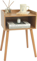 MaxSmeo Nightstand, Mid Century Modern Side Table Bedroom with Storage, Small End Bedside Table with Solid Wood Legs for Living Room, Office Small Spaces (Brown) by CozyNest Decor