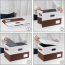 PRANDOM Foldable Storage Bins with Lids [3-Pack] Fabric Collapsible Storage Boxes Baskets Cubes Containers with Handles for Closet Living Room Bedroom (Brown & White 14.9x9.8x9.8'') by TinyTreasures Baby Boutique