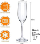6 oz Champagne Flutes Glass, Wine Flutes Set of 12, for Champagne, Wine, High-End Banquets, Parties, Bars, Weddings, Gifts (12pcs) by CozyNest Decor