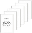 HAUS AND HUES 20x30 White Metal Picture Frames - Features Premium Aluminum, Vertical & Horizontal Hang, Shatterproof Plexiglass - Perfect for Home, Room, Office (20x30 in, White, Set of 6) by CozyNest Decor
