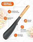 Cooking Spoon and Scraper for Nonstick Cookwares, Great for Cooking and Serving Durable BPA-Free Matte Silicone, Wood Handle Multifunction Spoon for Mixing, Scoop, and Scrape (GREY) by CozyNest Decor