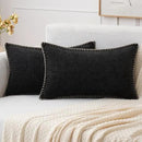 MIULEE Pack of 2 Couch Throw Pillow Covers 12x20 Inch Black Farmhouse Decorative Pillow Covers with Stitched Edge Soft Chenille Solid Dyed Spring Pillow Covers for Sofa Bed Living Room by CozyNest Decor