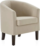 BELLEZE Accent Barrel Chair, Faux Leather Round Club Tub Sofa Corner Chair with Flared Legs and Cozy Soft Padding for Living Room Bedroom Waiting Room - Beige by CozyNest Decor