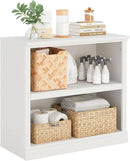 30" Bookcase, White Floor Standing Bookshelf, 2-Tier Display Shelves Open Storage Organizer, Book Case for Living Room Hallway Kitchen Home Office Bedroom, White 2 Tiers by CozyNest Decor