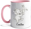 Cute Elephant Coffee Cup With Name, Personalized Elephant Lover Coffee Mug Gift For Men Women Kids Children, Awesome Animal White Ceramic Teacup 11 Oz 15 Oz, Custom Name Elephants Accent Coffee Mug by TinyTreasures Baby Boutique