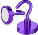 MIKEDE Magnetic Hooks, 40Lbs+ Heavy Duty Magnet Hooks for Cruise Cabins, Super Neodymium Hanging Hooks Strong Magnets with Hook for Fridge, Magnetic Hanger for Grill, Toolbox, Storage(Purple, 10 Pack) by CozyNest Decor