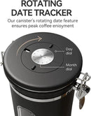 Veken Coffee Canister with Window,Airtight Stainless Steel Container,Home Kitchen Food Storage Organizers for Grounds,Beans,Espresso,Rice,Tea,Sugar,Flour, Cereal,Scoop,Bar Accessories,Gifts,22OZ,Black by CozyNest Decor