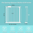 WAOWAO Baby Gate 38.58-43.27" Extra Wide Pressure Mounted Walk Through Swing Auto Close Safety White Metal Toddler Kids Child Dog Pet Puppy for Stairs,Doorways,Kitchen by TinyTreasures Baby Boutique