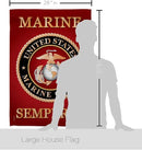 Marine Corps House Flag - Pack Armed Forces USMC Semper Fi United State American Military Veteran Retire Official USA Embroidery - Banner Small Garden Yard Gift Double-Sided Made In 28 X 40 by GreenHaven Gardens