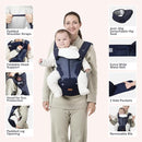 BabbleRoo Grow Carrier – Safety-Certified 6-in-1 Baby Carrier with Hip Seat, Ergonomic & Adjustable Toddler Carrier 7-50 lbs with Hip Support, Hood for Sun Protection, Newborn to Toddler, Navy Hearts by TinyTreasures Baby Boutique