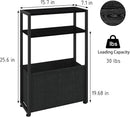Narrow Side Table, Slim End Tables with Fabric Basket, Skinny Table for Small Spaces, Thin Bedside Table for Living Room, Bedroom (1, Ebony Black + Slate Gray) by CozyNest Decor