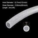 1/2" x 5/8" Braided Clear Plastic PVC Tubing 10ft High Pressure Flexible Reinforced Vinyl Tube, [for Garden Irrigation, Water Hose, Fish Tank, Water Transfer] - 12.7x15.9mm by GreenHaven Gardens