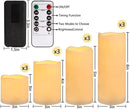Flameless Battery Operated Outdoor Waterproof Set of 12(D: 3" x H: 3" 4" 5" 6") Pillar LED Candles with 10-Key Remote and Cycling 24 Hours Timer by CozyNest Decor