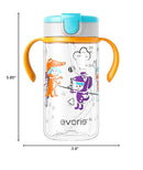Evorie Tritan Spill Proof Toddler Straw Sippy Cup, 10 oz for Baby and Toddlers 1-3 Years Old, No Spill Straw Water Bottle with Removable Handles, Ideal for School, BPA-Free (Imaginations) by TinyTreasures Baby Boutique