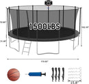 SKYUP Tranpoline 1500LBS 16 15 14 12 10 8 FT Tranpoline for 7-10 Kids and Adults, Windproof Outdoor Tranpoline with Enclosure Net, Basketball Hoop, Easy to Install & Last Long - ASTM Approved by TinyTreasures Baby Boutique