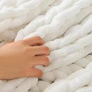 Esterra Chunky Knit Blanket Throw, 100% Handmade Chenille Throw Blanket 50"x60", Soft Thick Yarn Cable Knit Crochet Throw Blanket Rope Knot Throw for Couch Bed Sofa, Bright White by CozyNest Decor