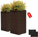 IDZO All-Weather Wicker Planters, Set of 2, 24 in Tall Wicker Planters, Self-Watering with Drainage, Durable PP Material, Raised Garden Bed Alternative, Indoor Outdoor Use, Modern Rattan Design by CozyNest Decor