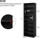 71 Inch Tall 8-Shelf Bookcase, Wood Bookshelf Storage Organizer Adjustable Shelf for Home Office Living Room, Converts into Two 4-Shelf Bookshelves, Black by CozyNest Decor