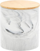 Farmlyn Creek Sugar & Coffee Container Set 3-Piece - White Marble Finish Ceramic Jar Set - Airtight Wood Lids - Ceramic Containers with Lids for Countertop Storage (5.9"/4.9"/3.9) by CozyNest Decor
