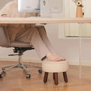 13in Small Foot Stool Ottoman, Round Faux Leather Foot Rest for Couch, Under Desk Pouf Footstool Footrest with Non-Skid Rubber Legs for Ling Room, Bedroom, 13''L x 13''W x 10.2''H, Beige by CozyNest Decor