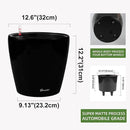 Dexceder 13x12 Self Watering Planter with Wheels Indoor Outdoor, Inner Pot Design, Thickened Large Floor Standing Flower Plant Pot with Water Level Indicator (Black Matte) by GreenHaven Gardens