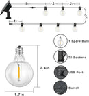 DAYBETTER 50FT Solar String Lights Outdoor Waterproof with 5W Panel Long Last for 20+Hrs&Remote,25 LED Bulbs Dimmable&Timer,Patio Lights 3 Installation-Clips,Stakes&Nails for Outside Porch Garden by GreenHaven Gardens