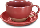Mora Ceramic Latte Art Mug With Saucer - 10.5 oz, Round Bottom For Perfect Pours - Cafe Cups for Cappuccino, Espresso, Coffee, Tea etc - Porcelain Set for Baristas, Great Gift - Crimson Red by CozyNest Decor